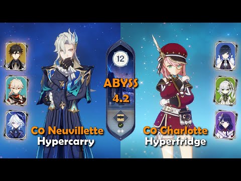 C0 Neuvillette Hypercarry & C0 Charlotte Hyperfridge | Spiral Abyss 4.2 - Floor 12 | Genshin Impact