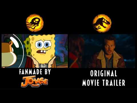 JURASSIC WORLD DOMINION and SPONGEBOB Parody Side-By-Side comparison