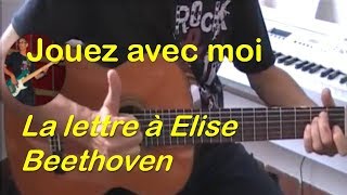 LA LETTRE A ELISE - BEETHOVEN - TUTO GUITARE- VERSION FACILE - PARTITION+TAB