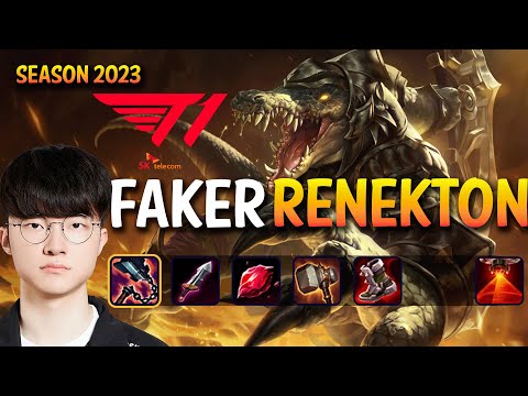 T1 Faker RENEKTON vs AATROX Top - Patch 13.18 KR Ranked