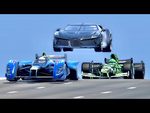 Bugatti La Voiture Noire vs Red Bull X2010 vs Formula Rapide - Drag Race 20 KM
