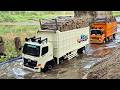 TRUK BALAP Dump Truk Hino 500 Muatan Kayu Balapan Tanjakan EXTREME Truk Fuso Terbalik Rc Handmade