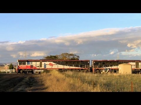 Long SCT Freight Train Passes My Tiny smart ForTwo (7/12/2009) - PoathTV Australian Railways