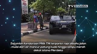 Kendaraan Tempur TNI Berjejer di Lintas Merdeka Barat Jakarta Pusat