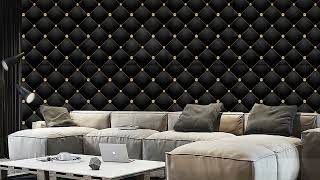 Art Deco Geometric Wallpaper in Gray & Gold, Removable Peel & Stick Wallpaper, Wall Covering Mural