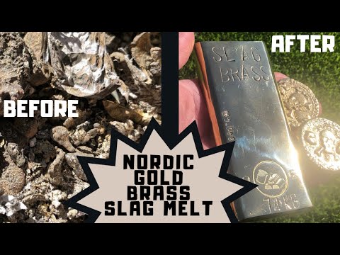 Nordic Gold Slag & Brass Slag Melting into Bar & Coins 1000°C+ - ASMR Melting Metal