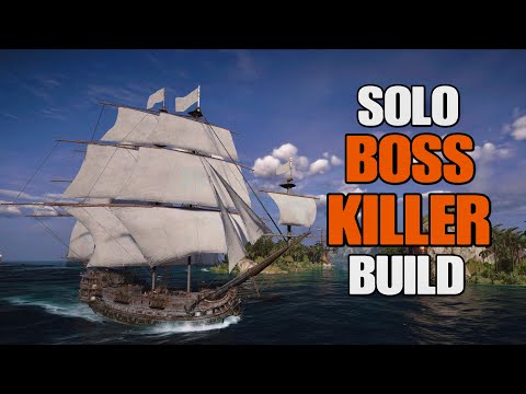 Skull and Bones fully upgraded Frigate large ship solo boss killer build | easy farm resources