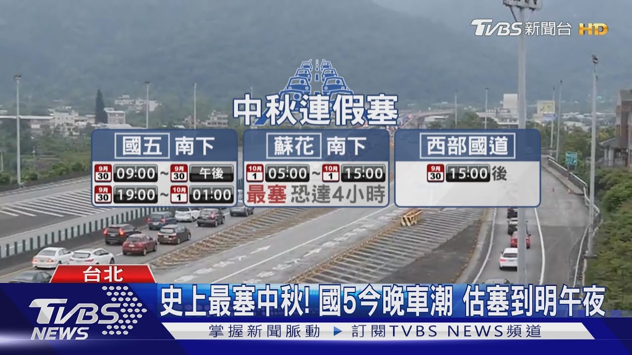 史上最塞中秋!國5今晚車潮 估塞到明午夜
