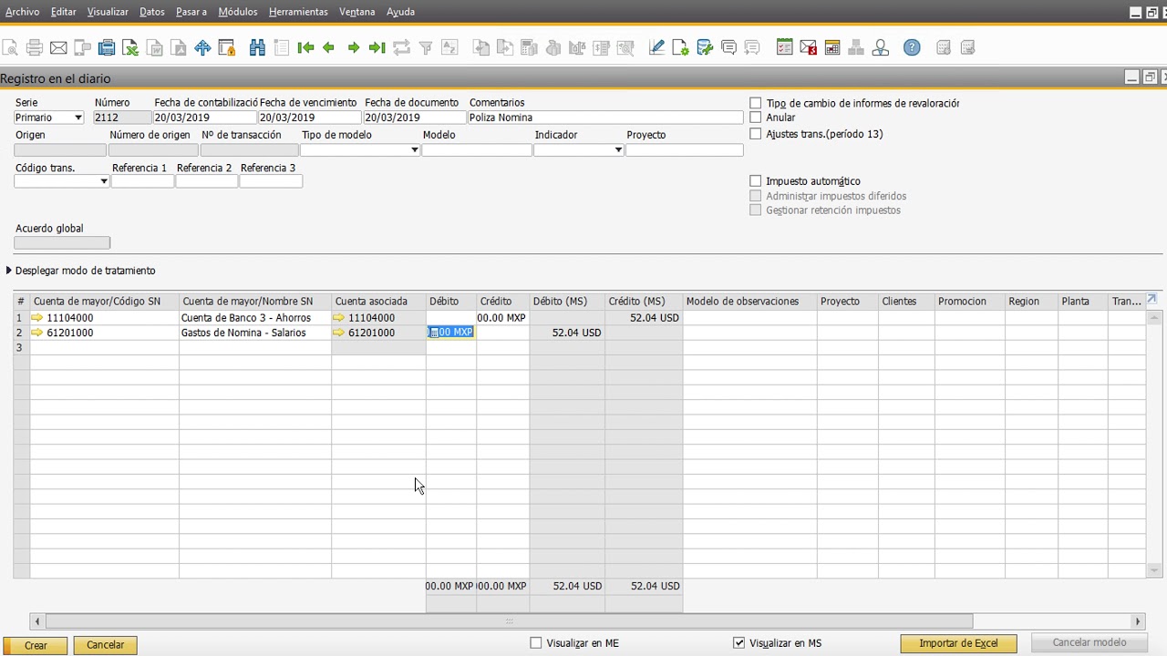 Modulo Finanzas / Asiento Contable