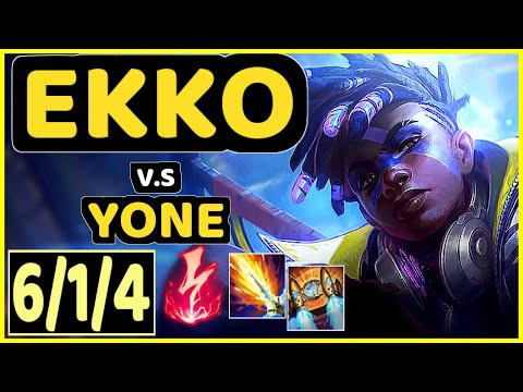 EKKO vs YONE - 6/1/4 KDA MID GAMEPLAY - BR Ranked MASTER