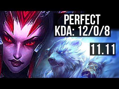 ELISE vs VOLIBEAR (JUNGLE) | 12/0/8, Legendary, 400+ games | KR Challenger | v11.11