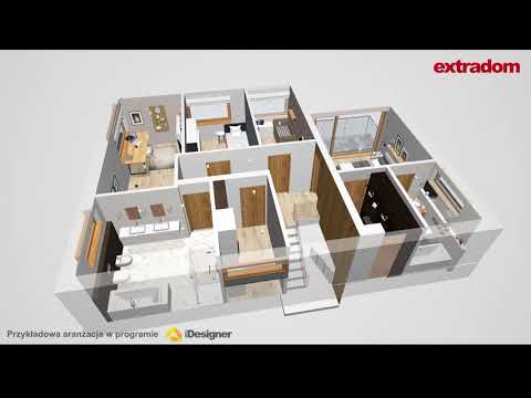 Projekt domu z pełnym piętrem - dom Modena WAH1548 - do 150 metrów - spacer 3D