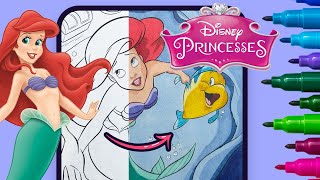 Learn how to color Ariel | Little Mermaid coloring page | Disney princess fun art for creative kids