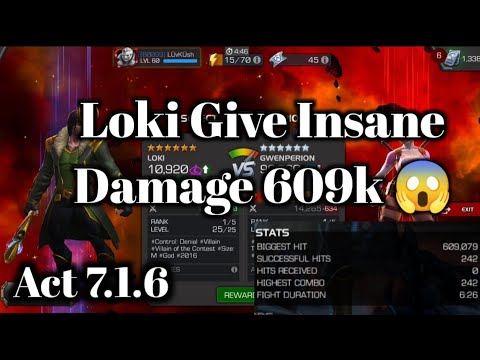 6* Rank 1 Loki Can Give 609k Damage?? 🧐 | Mcoc ACT 7.1.6 GwenPerion Down in 1 Sp 😱😱 | Ishvalangaming