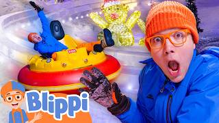 Blippi Plays Ice Golf and Goes Bumper Car Racing at Snow City ❄️