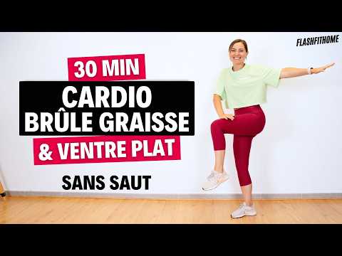 30 Min - Cardio BRÛLE GRAISSE & VENTRE PLAT - Tout Debout et Sans Saut | Marine BIREN - FlashFitHome