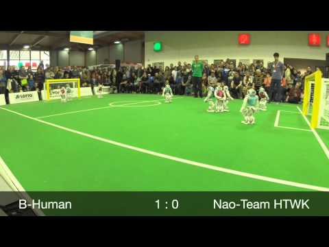 B-Human vs. Nao-Team HTWK, RoboCup German Open 2014, SPL Final, 1st Half