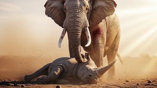 Mad Male Elephant vs  Tough Rhino  Clash of the Titans  Who Will Fall