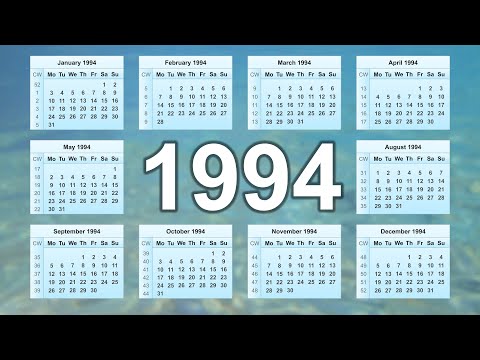 Vídeo: Calendário 1994: Datas, dias da semana e feriados