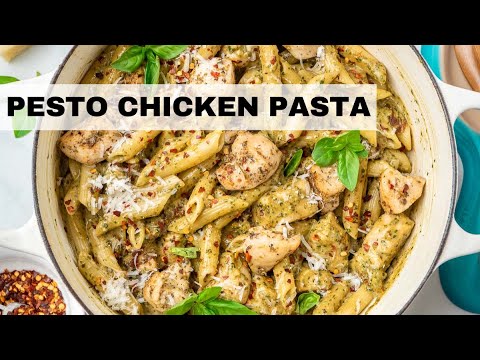 Creamy Chicken Pesto Pasta ready in 15 minutes! (Pesto Pasta Recipe)