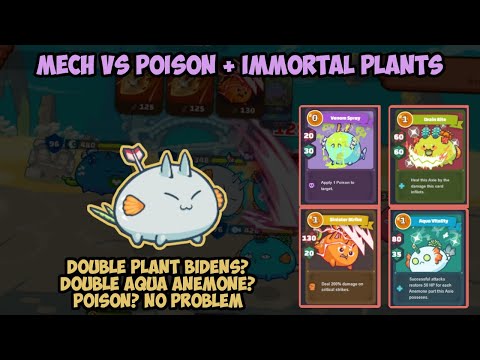 Mech Twin Tail Furball Dusk vs Anemone, Immortal Plants, Poison - Axie Infinity