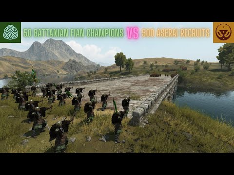 50 Battanian Fian Champions vs. 500 Aserai Recruits EPIC BRIDGE BATTLE #bannerlord