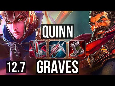 QUINN vs GRAVES (TOP) | 12/0/4, Rank 6 Quinn, Legendary, 900+ games | KR Grandmaster | 12.7