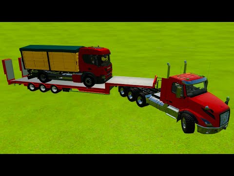 TRANSPORTING DACIA LOGAN CARS & SCANIA DUMP TRUCKS WITH MAN TRUCKS / Farming Simulator 22