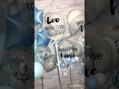 Набор воздушных шаров на выписку из роддома «Небесный аист» Video #1