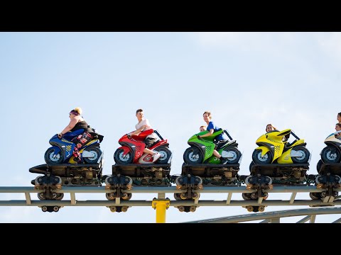 Off-ride footage of a Moto Coaster train