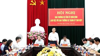 Hội nghị Ban Thường vụ Tỉnh ủy làm việc với Ban Thường vụ Thành ủy về kết quả lãnh đạo, chỉ đạo công tác xây dựng Đảng, xây dựng hệ thống chính trị, phát triển kinh tế - xã hội, bảo đảm quốc phòng, an ninh thành phố Tam Điệp từ đầu nhiệm kỳ 2020 -2025 đến nay, nhiệm vụ trọng tâm đến hết nhiệm kỳ 2020-2025.