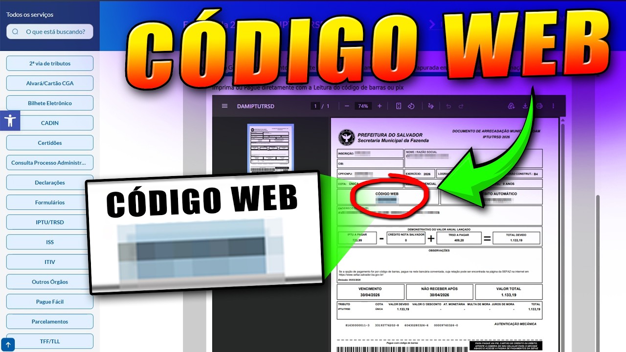 Where can I find the web code (from the payment slip) for contesting property tax?