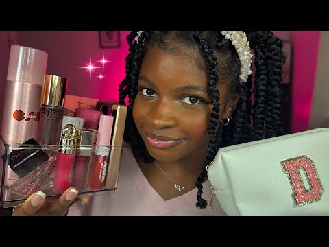 ASMR Pink Girl Does Your Soft Glam Makeup 💖 (mouth sounds, personal attention)