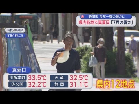 YouTube Video 「かき氷が食べたくなる暑さ」静岡県内12地点で30℃を超える真夏日に　三島など県内の8地点で5月の観測史上最高気温を更新