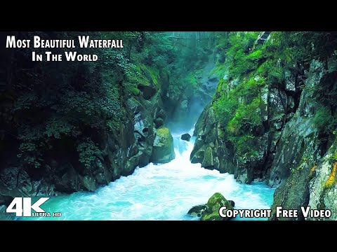 4K Fresh Waterfall - Natural White Noise Sounds - 4k waterfall - 4k nature - 4k 60fps