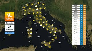 Sabato 26 settembre 2026 - Previsioni meteo Italia di domani