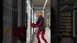 No more grocery shopping with Lady Deadpool only with Dad #cosplay #deadpool #ladydeadpool