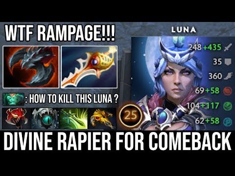 Most Insane Mega Creeps Comeback + 600 Cleave Damage Luna with Rampage & 2X Ultrakills IMBA DotA 2
