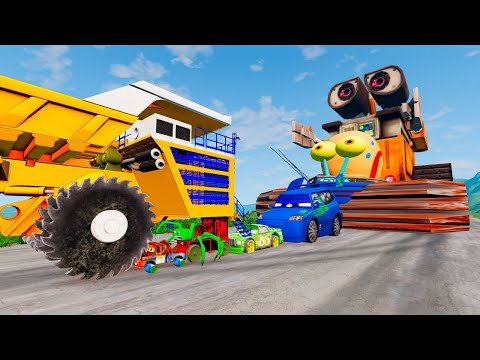 Big & Small disney pixar cars with soda Wheels vs belaz | BeamNG.Drive
