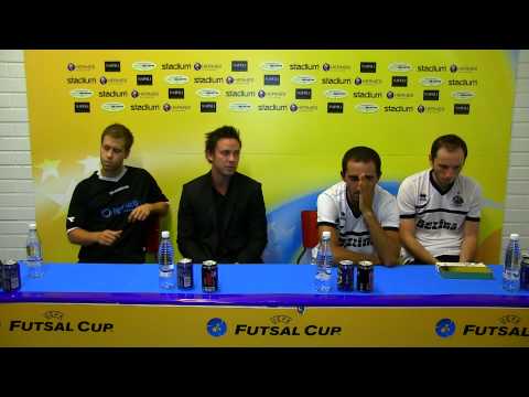 Press conference Hibernians FC-JB Gentofte futsal UEFA Futsal Cup Tampere Finland 31.8.2013