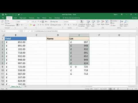 Top 10 Values with One Excel Formula