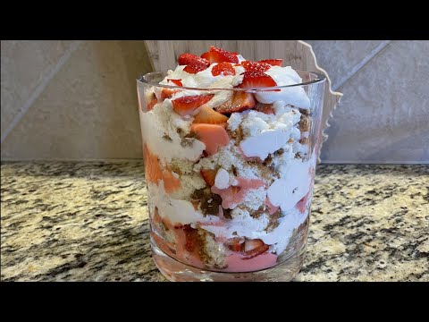 Homemade Angel Food Cake and Strawberry Trifle - Easy to whip together. Impressive to serve.