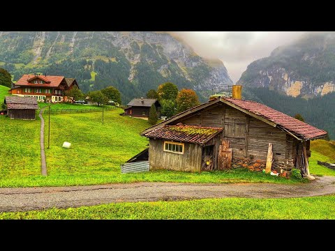 Switzerland Countryside - Rainy walk in Switzerland's most beautiful villages - rain ambience