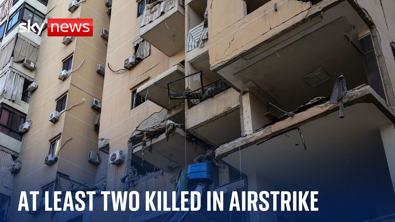 Hezbollah shows Sky News the site of an airstrike in Beirut suburb | Israel-Hezbollah conflict