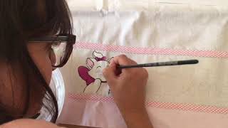 Dipingere su stoffa- lenzuolino dipinto a mano