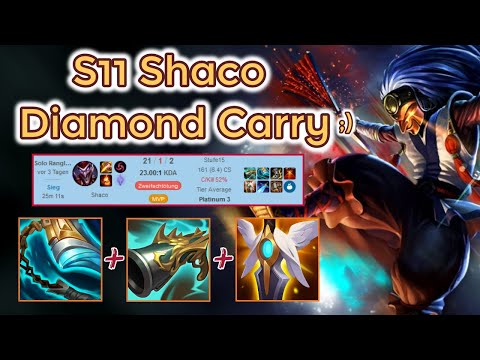 Placement Games Shaco carrying Diamond Elo - S11 [League of Legends] Full Gameplay - Infernal Shaco
