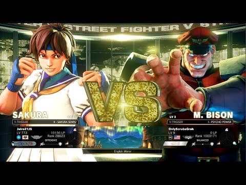 Street Fighter 5 : Sakura (jairo21js) vs M.Bison (OnlyScrubsGrab)