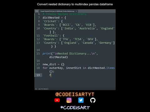 Convert Nested Dictionary To Multiindex Pandas Dataframe Python Data Engineering Python Tutorial