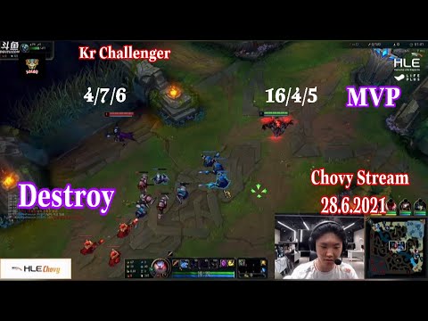 HLE Chovy Stream 28.6.2021 - MVP Nocturne vs Leblanc in Kr Challenger #lol98