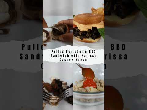 THIS WEEK'S RECIPE: PULLED PORTOBELLO BBQ W/ HARISSA CASHEW CREAM #food #mushroom #cashew #sandwich